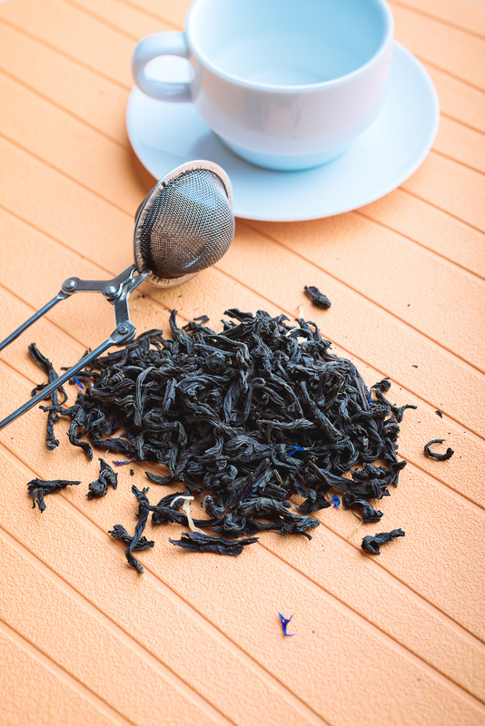black tea with tea infuser